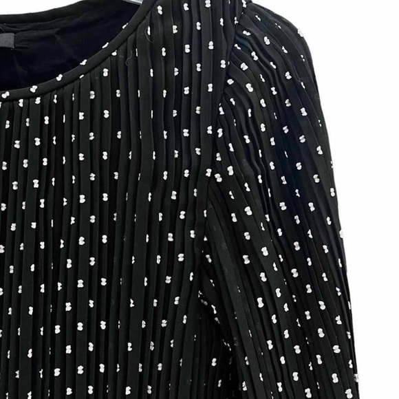 Maje Pleated Rockito Allover Polka Dot Print Black and White Shift Dress. Size 2 - Picture 13 of 14